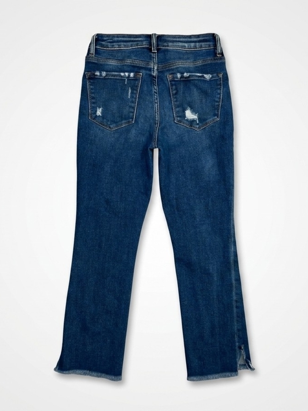 Velvet Medium Blue High-Rise Flare Jeans with Frayed Raw Hem - Picture 4 of 4